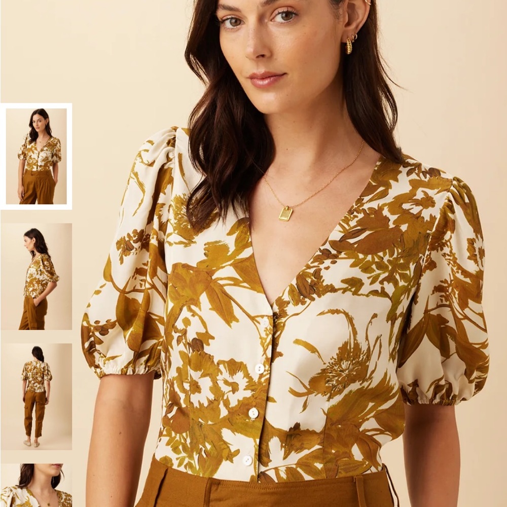 NWT! Armour Vert Simona Viscose Twill Blouse - Pasadena Gold
S / Pasadena Gold